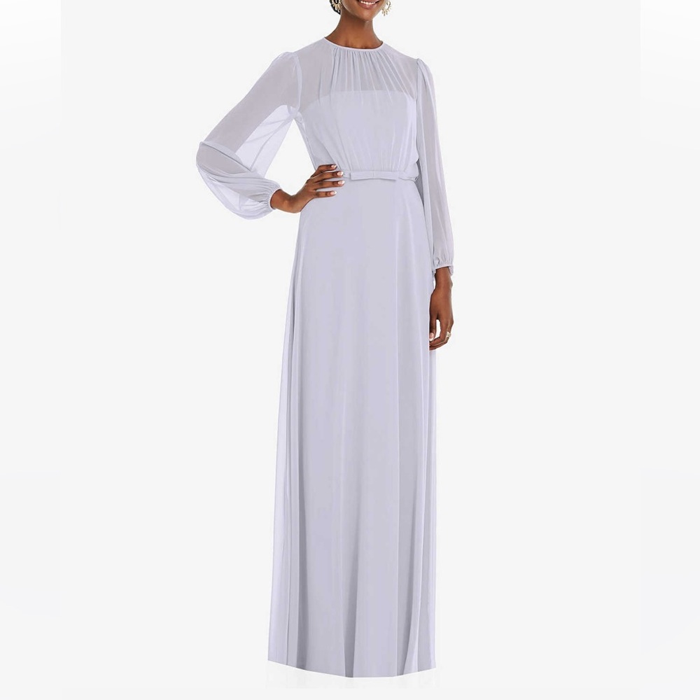 DESSY COLLECTION Chiffon Maxi Dress Silver Dove 3098